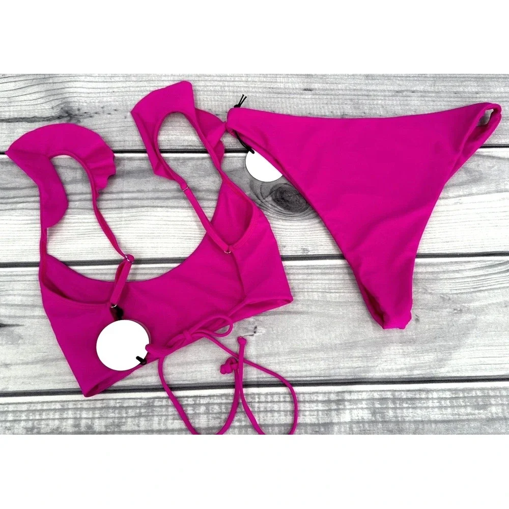 TULAROSA RAEA BIKINI TOP SOLANGE BOTTOM SWIMSUIT Women's‎ Size XL HOT PINK